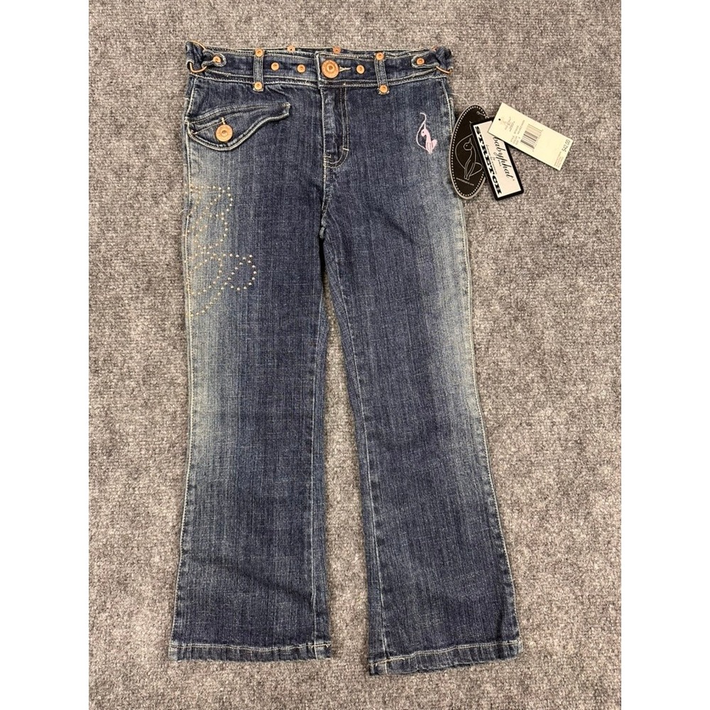 VTG‎ Baby Phat Kids Jeans Size 6 Medium Wash Embellished Bootcut Stretch NEW